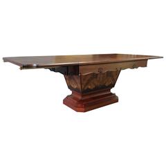 Exceptional Big Rectangular Art Deco Dining Table with a Burl Walnut Feet 11