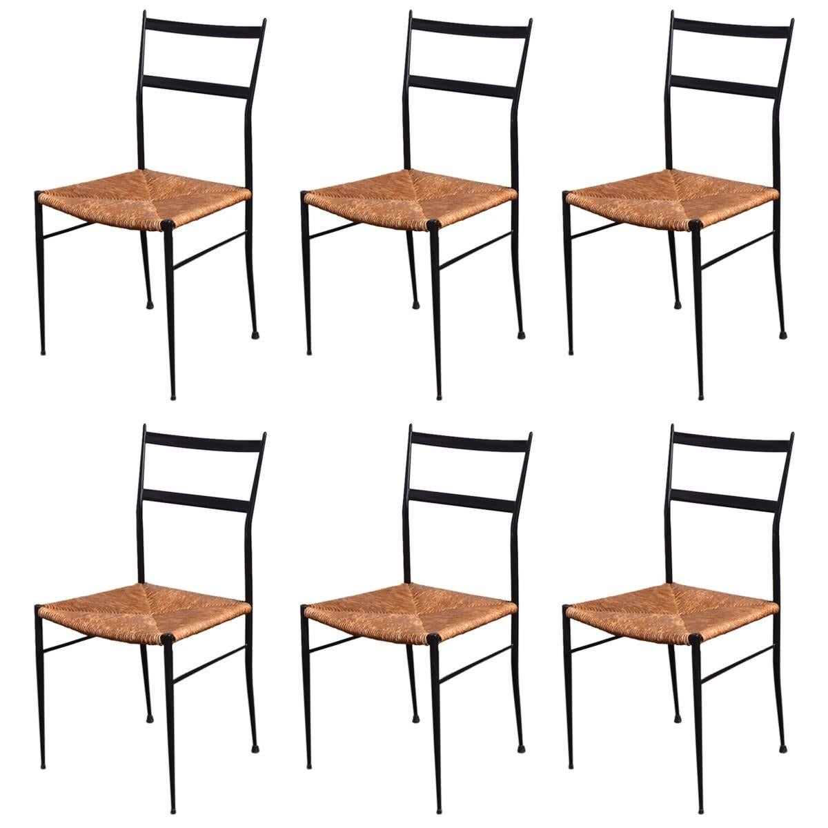 Set of Six Chairs Superleggera by Gio Ponti