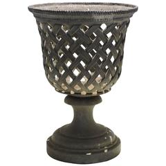 Campagna Form Lead Basket Weave Garden Urn