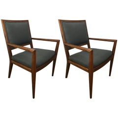 Pair of T. H. Robsjohn-Gibbings Walnut Armchairs