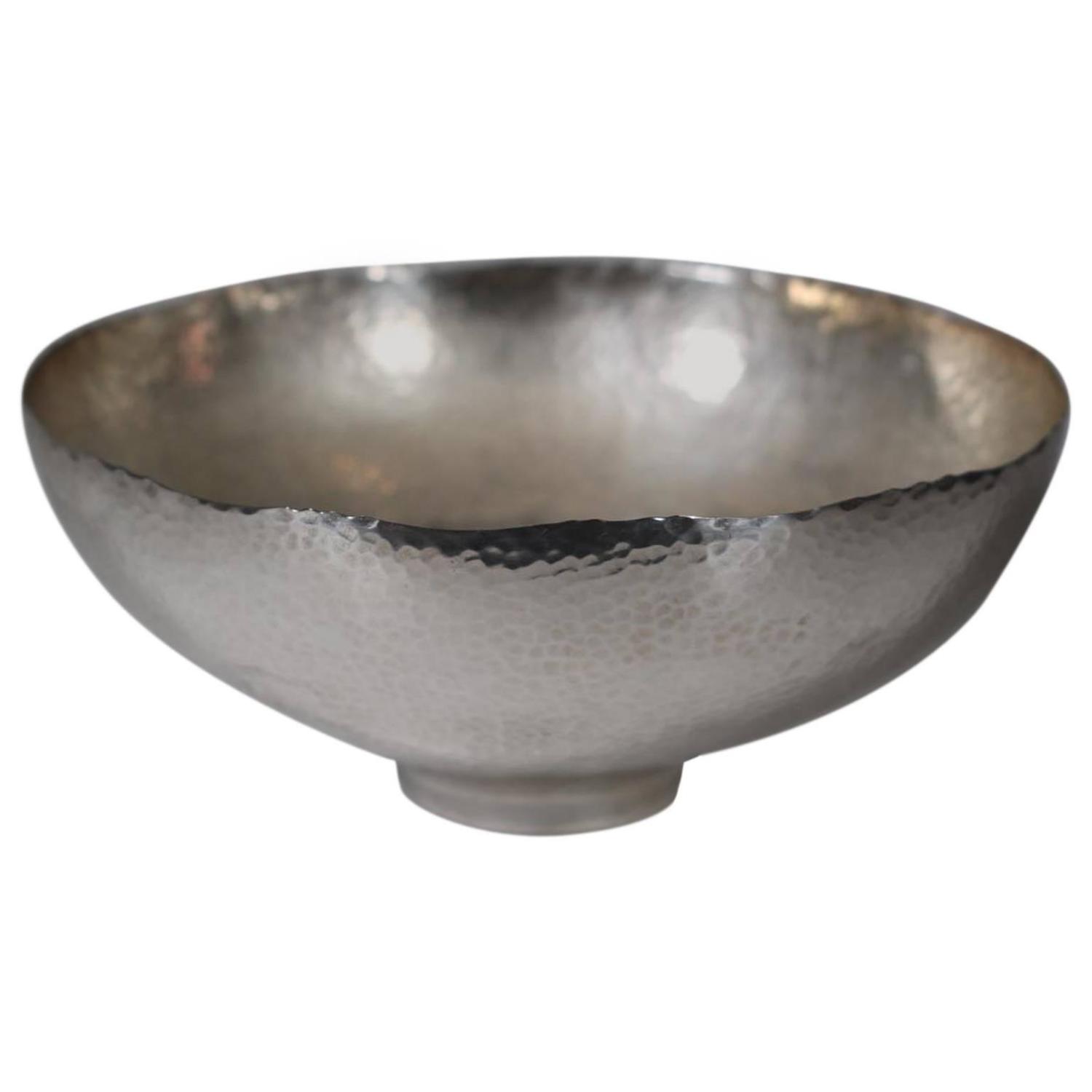 Hammered Silver Plated Stainless Steel Bowl For Sale at 1stdibs