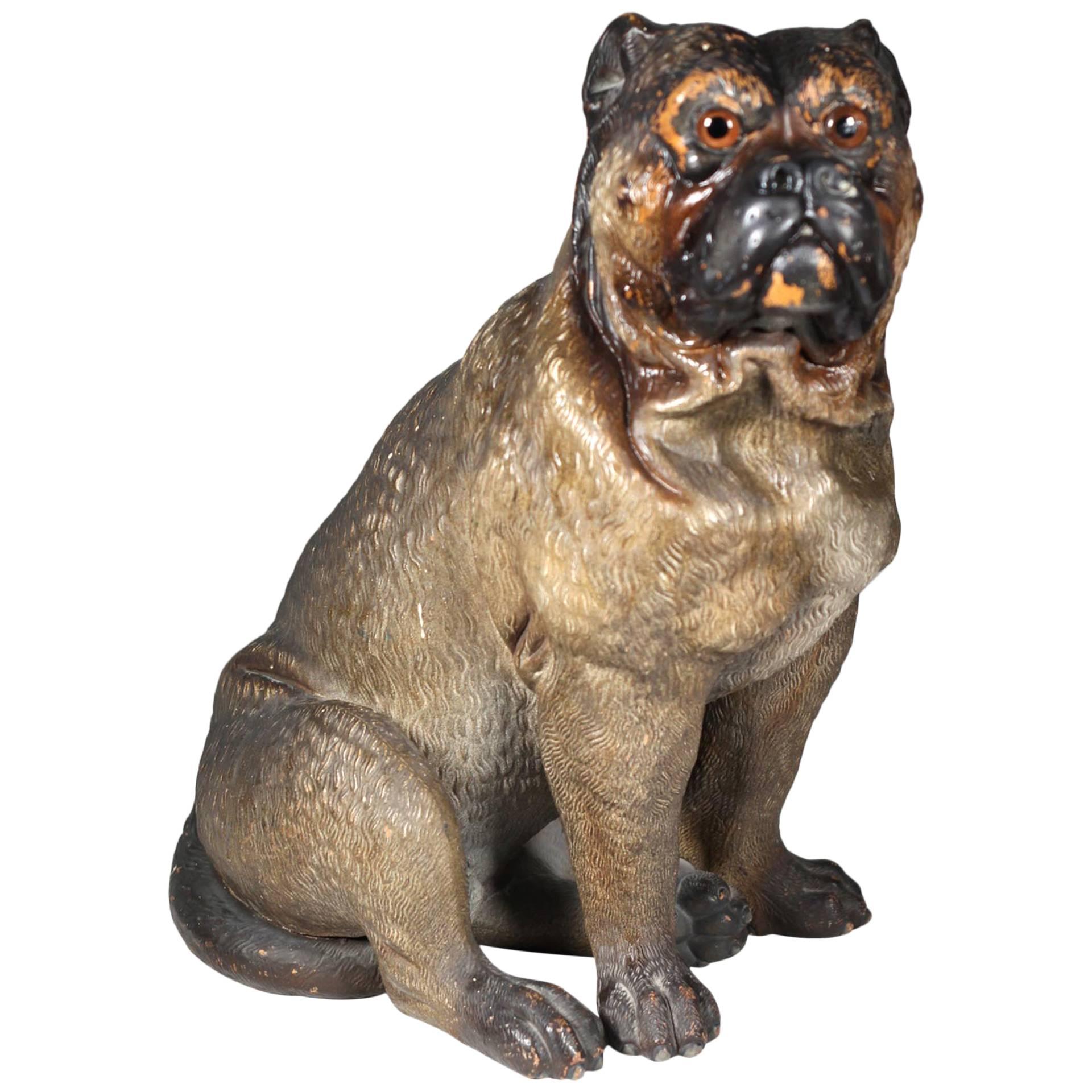 Victorian Austrian Cold Painted Terracotta Bulldog