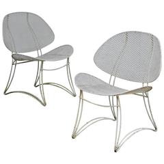 Retro Modernist Wrought Iron Clam Shell Chairs