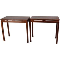 Antique Chinese Qing Dynasty Wine Side Tables Walnut Wood, Pair of Consoles, Qianlong