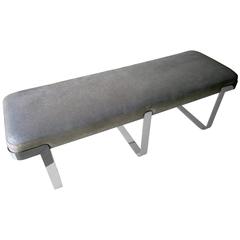 Chrome-Plated Steel and Leather Bench by Tri-Mark Design  C.1960's