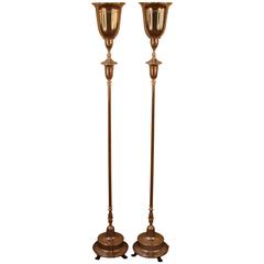 Pair of American Torchère Floor Lamps