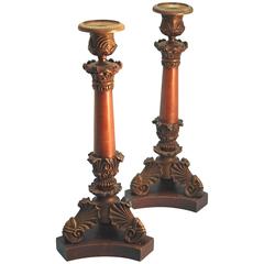 Pair of 19th Century Italian Grand Tour Bronze Candlesticks