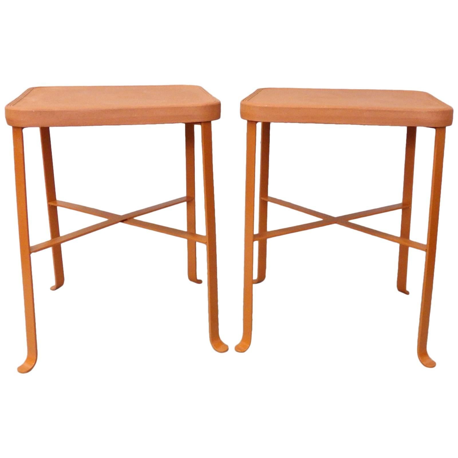 Pair of Bennington Pottery Terra Cotta Outdoor Tables
