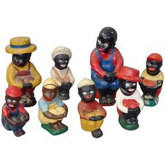 Collection of Folk Art Cement and Plaster African American Fisher Boys 3
