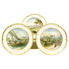 12 Copeland Spode Hand Painted Historic Fresh Water Cabinet/Dessert Plates 10