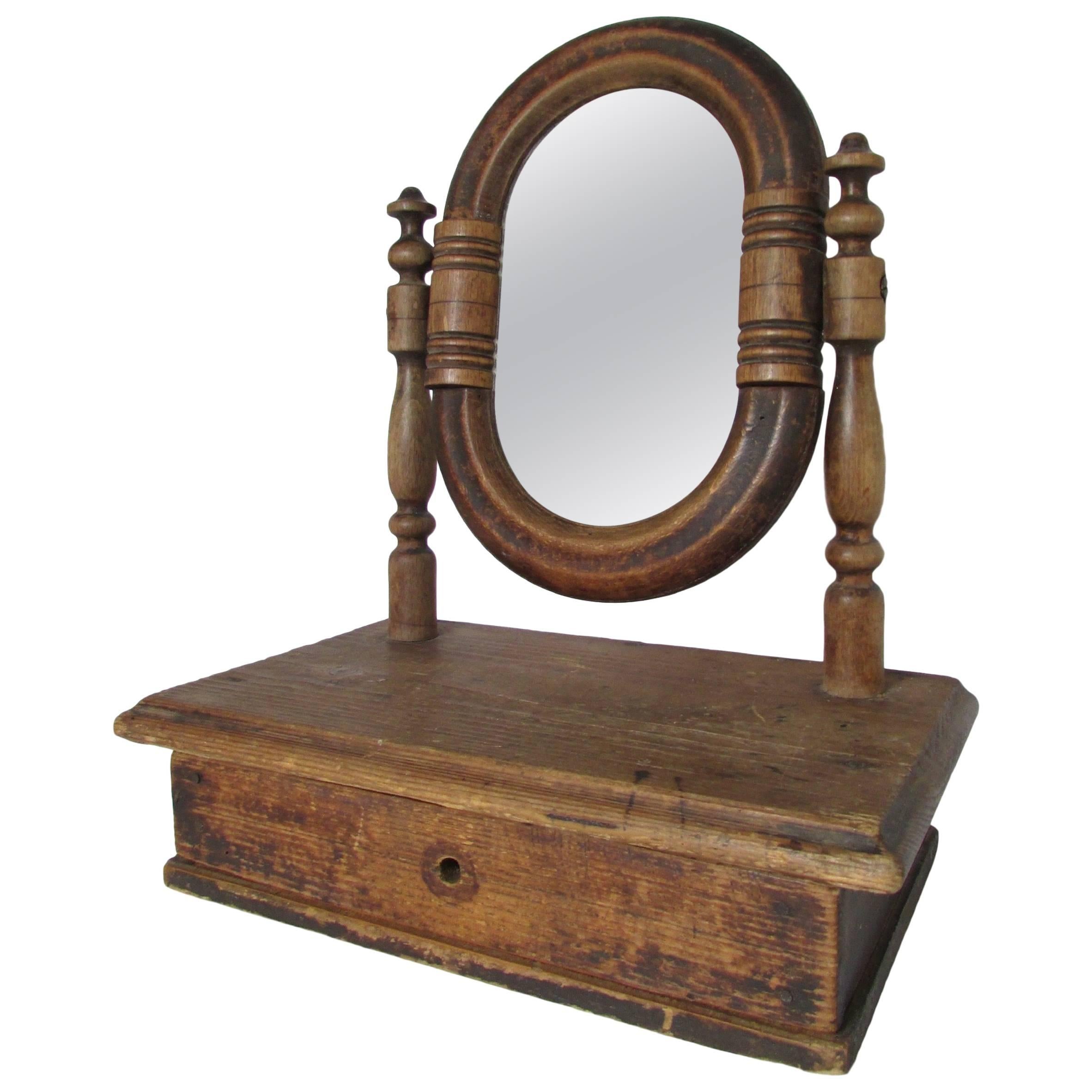 19th Century French Vanity Mirror with Drawer