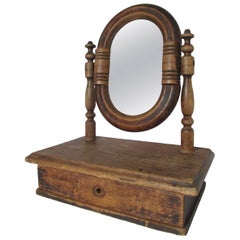 19th Century French Vanity Mirror with Drawer