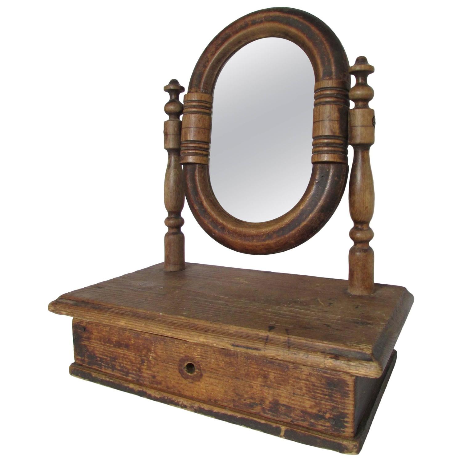 19th Century French Vanity Mirror with Drawer For Sale at 1stdibs