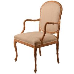 Elegant Carved Wood Foliate Frame Armchair by Baker