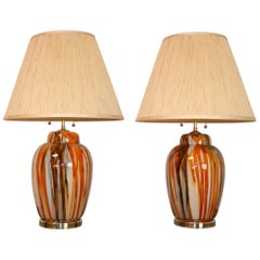 Pair of Italian Multicolor Glass Lamps