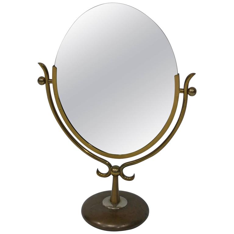 Vintage Charles Hollis Jones Wishbone Brass Table Mirror For Charles Hollis Jones Wishbone Brass