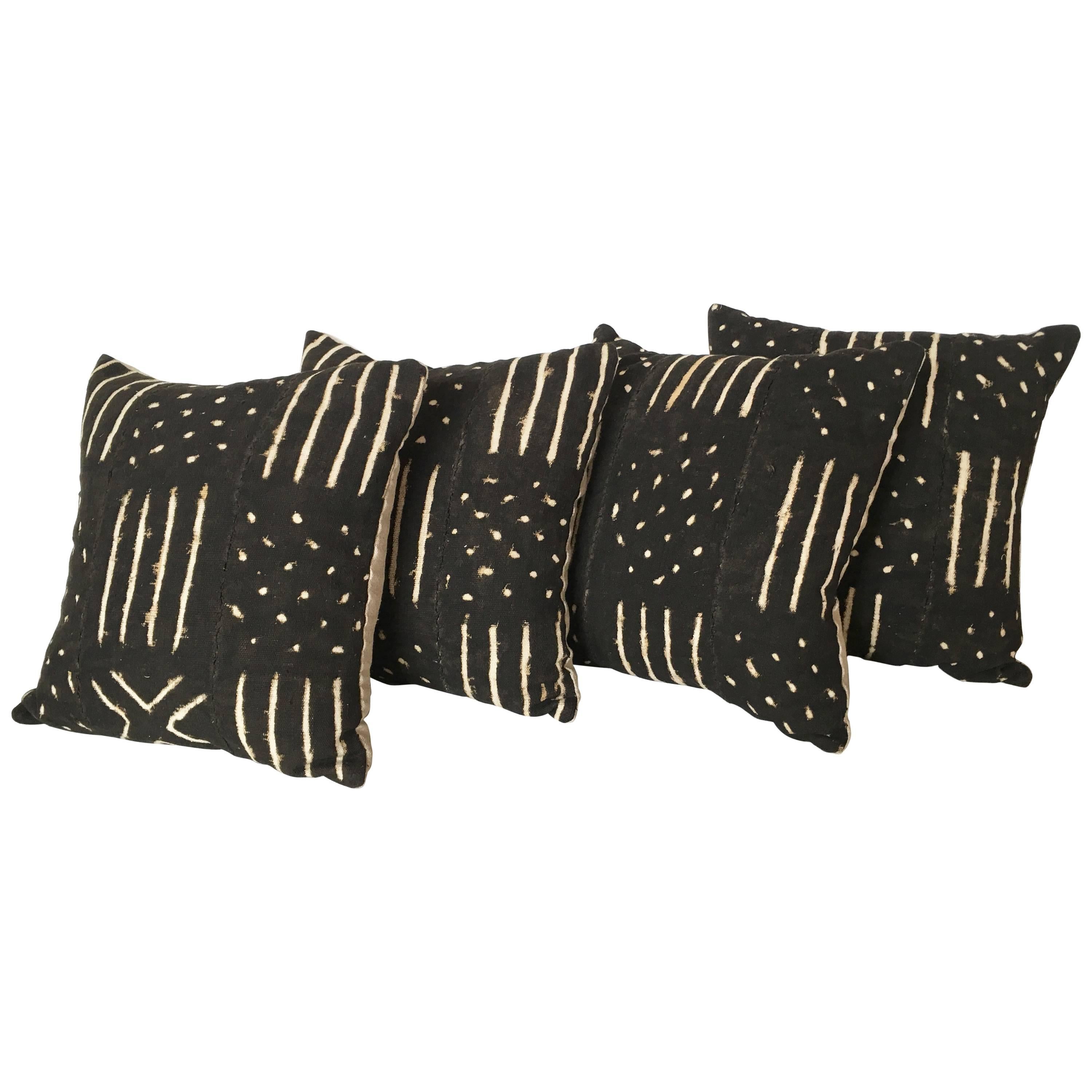 Handmade Black and White Graphic African Mud Cloth Pillows