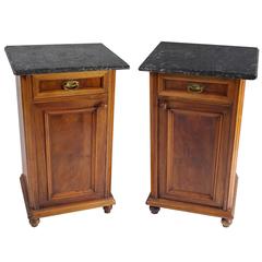Pair of Antique French Marble-Top Nightstands or End tables