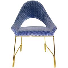 Smania Italian Modern Prototype Azur Blue Velvet Armchair 2