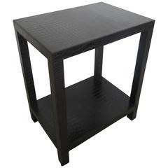 French Modern Black Leather Table after Karl Springer, France 1