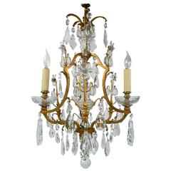 Gilt Bronze and Cut Crystal Louis XVI Style Three-Light Chandelier 7