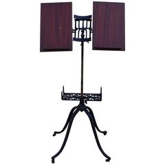 1930s Mahogany and Cast Iron Adjustable Library Book Stand 11