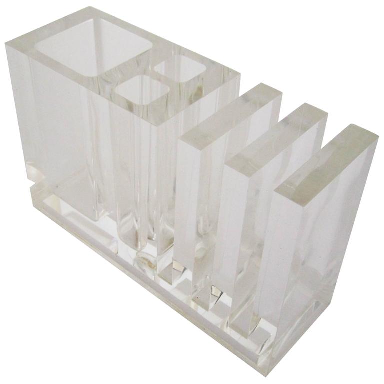 Italian Postmodern Lucite Desk Organizer By Designer Rede Guzzini