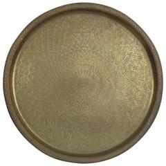 Large Vintage Middle Eastern Brass Serving Tray, 1970s
