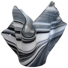 Black and White Handkerchief Vase in the Style of Venini 3