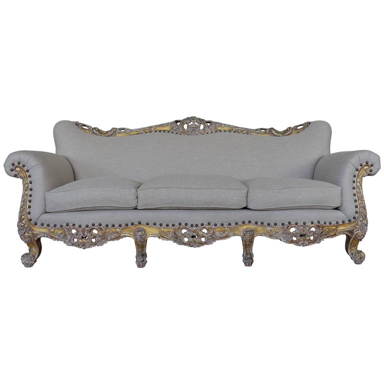 19th Century French Carved Giltwood Sofa For Sale at 1stdibs
