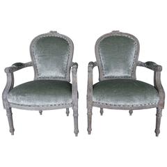 Pair of Louis XVI Style French Painted Armchairs 11