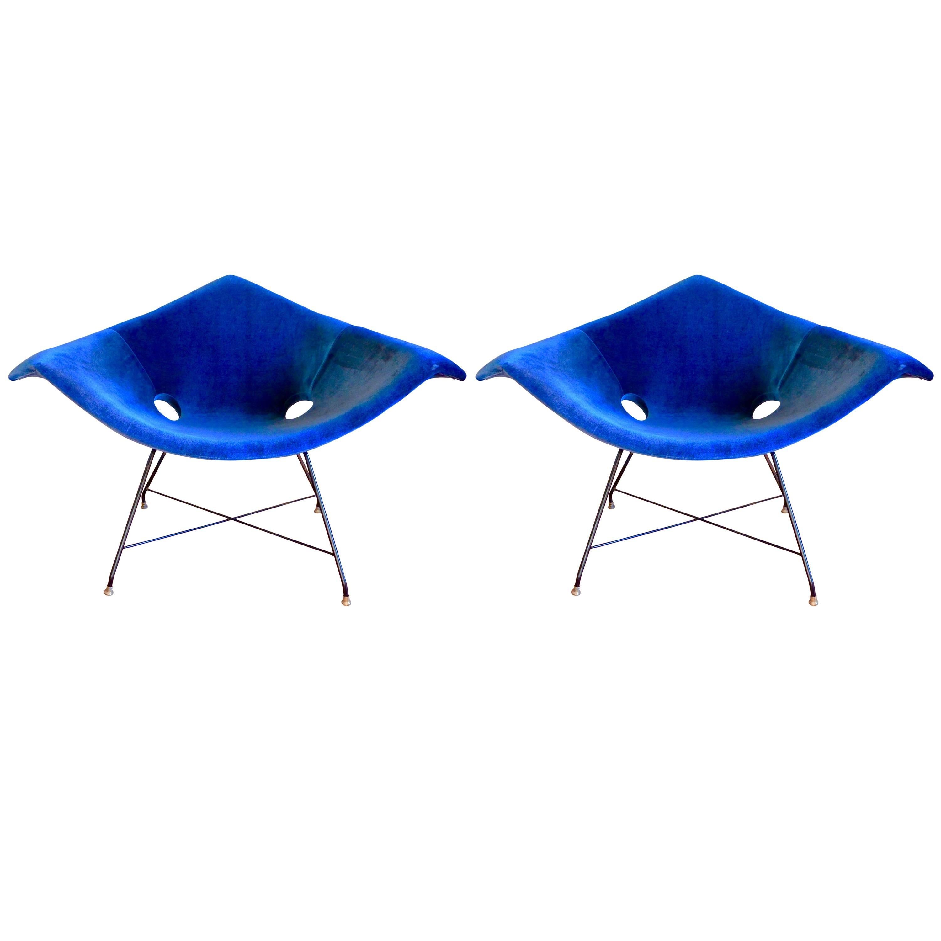 Rare Pair of Lounge Chairs by Augusto Bozzi, Italy, circa 1958 For Sale