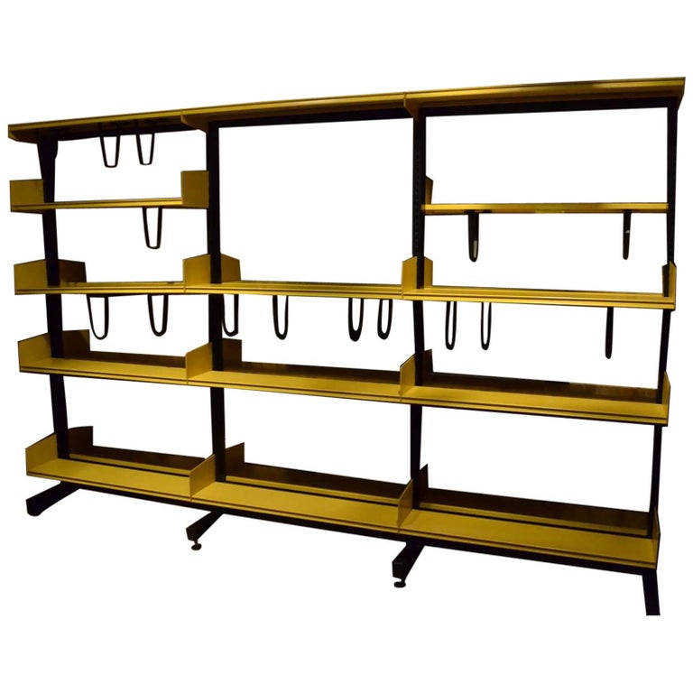 Scandinavian Modular Library Shelving in Yellow and Black Metal by ...