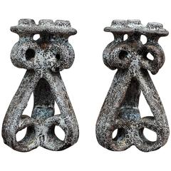 Pair of Vallauris Ceramic Design Candelabras by Marius Giuge