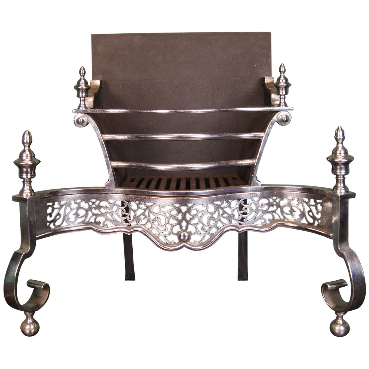 19th Century English Steel Fireplace Fire Grate For Sale