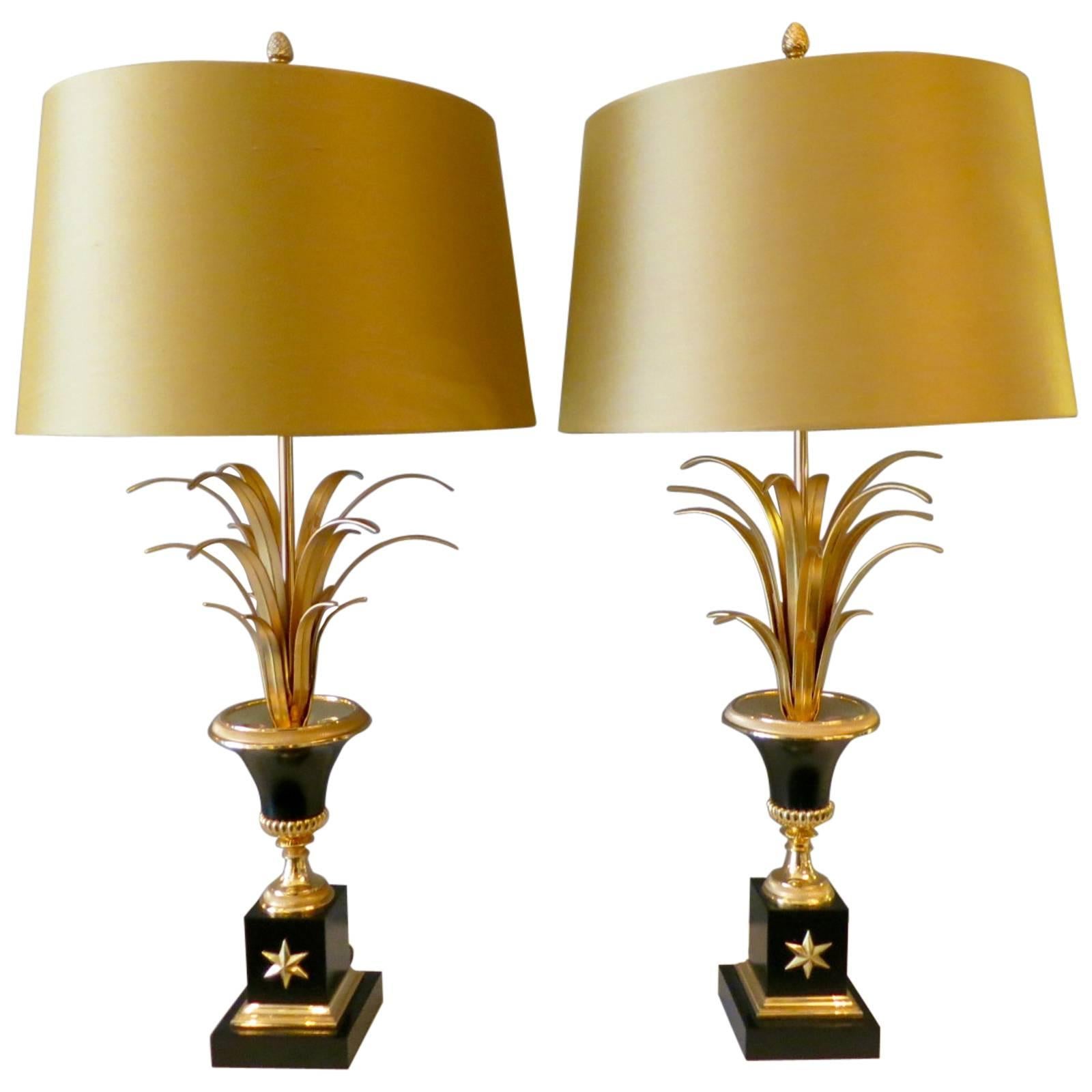 Pair of French Maison Charles Style Brass Table Lamps