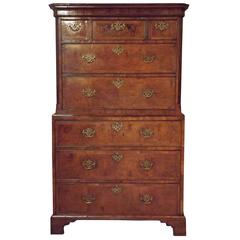 Handsome George II C1740 Walnut Veneer Chest on Chest/tallboy
