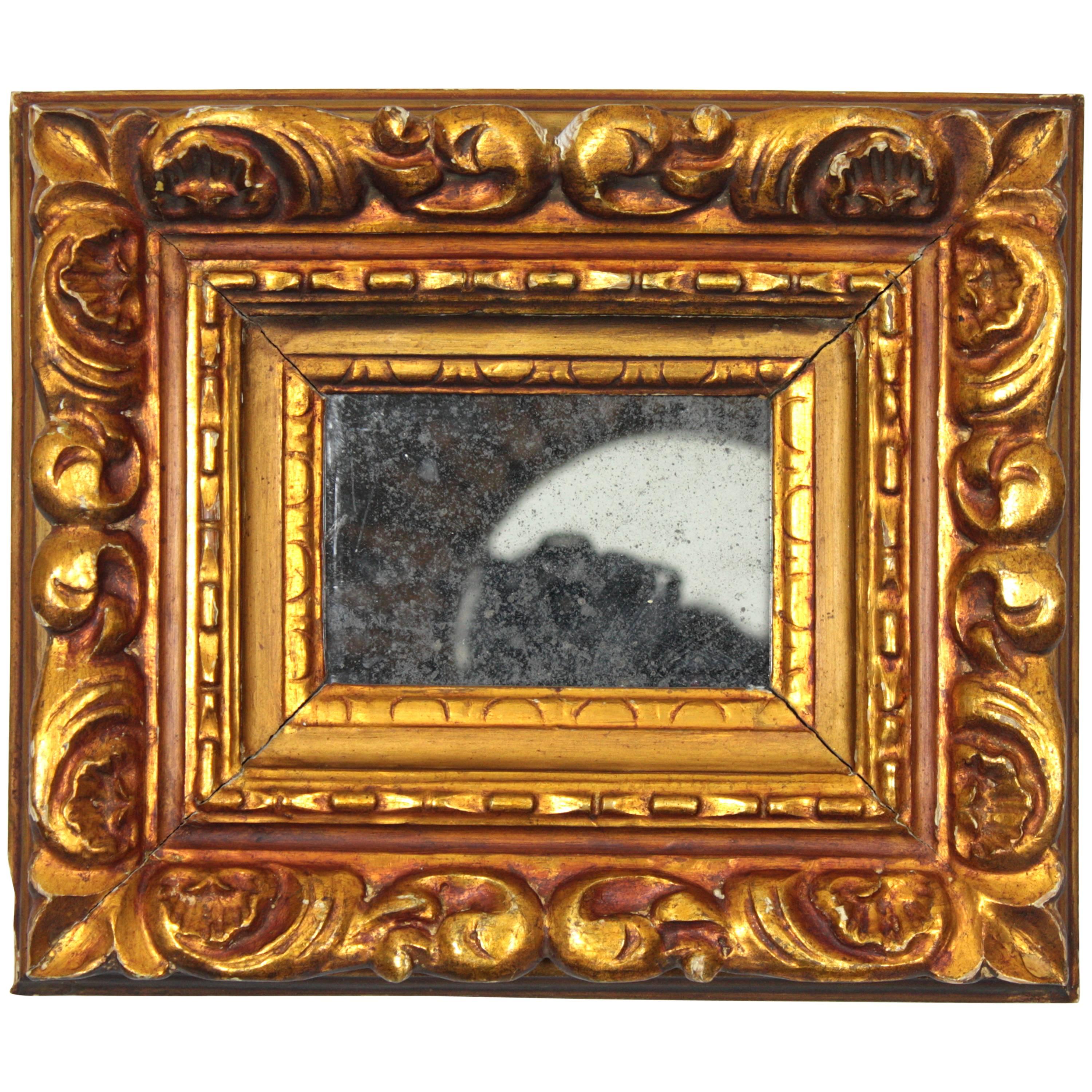 Spanish Baroque Carved Giltwood Mirror / Frame For Sale