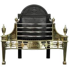 English Brass and Wrought Iron Fireplace, Fire Grate