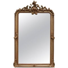 19th-century French Baroque gold gilt Louis Phillipe mirror with crest