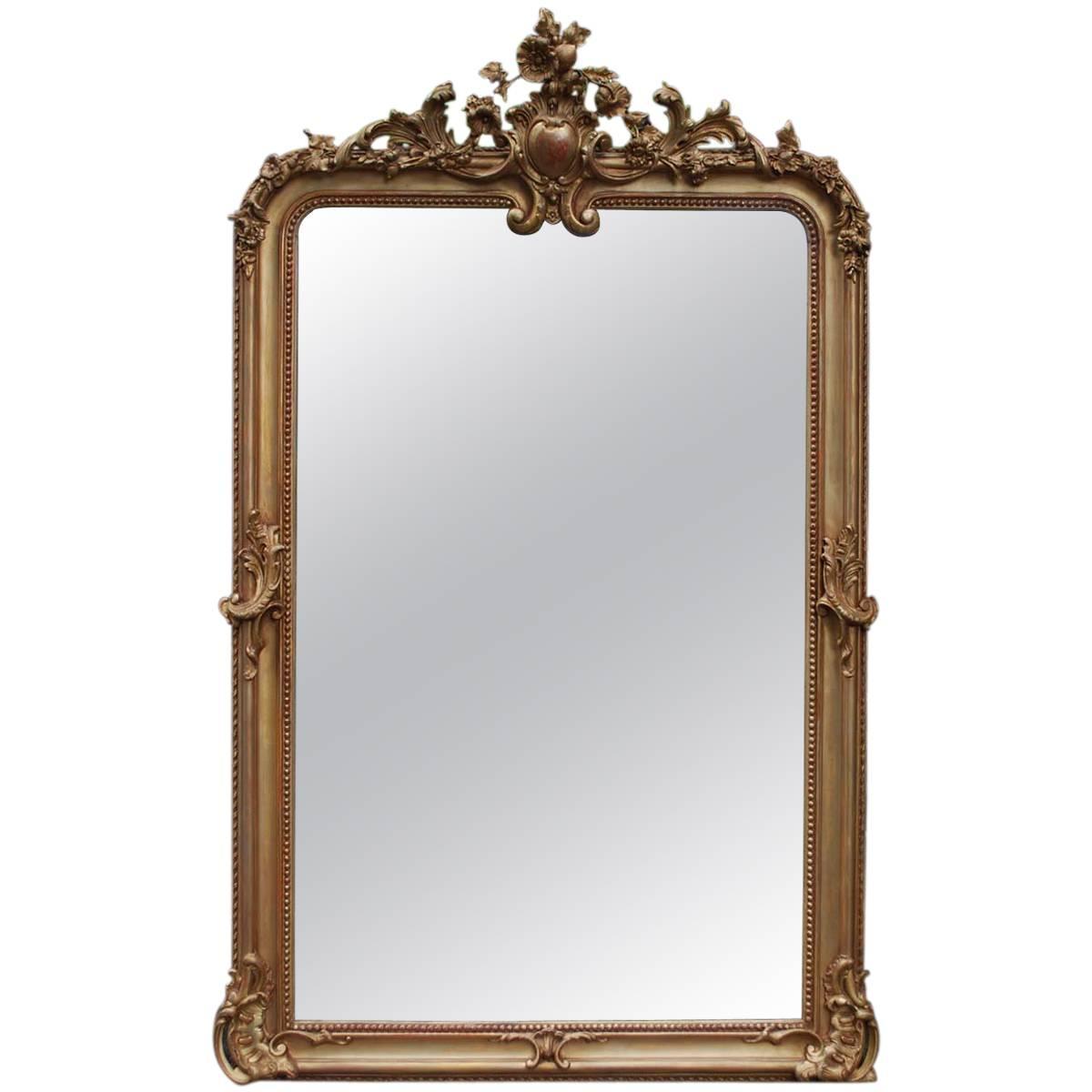 19th Century Large Gold Gilded Baroque Mirror For Sale at 1stdibs