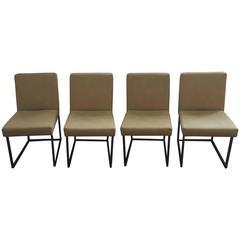 Set of Four Milo Baughman Brass Dining Chairs