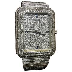 Vintage Unique Maison Piaget Oversized White Gold and Diamond, Set Bracelet Watch