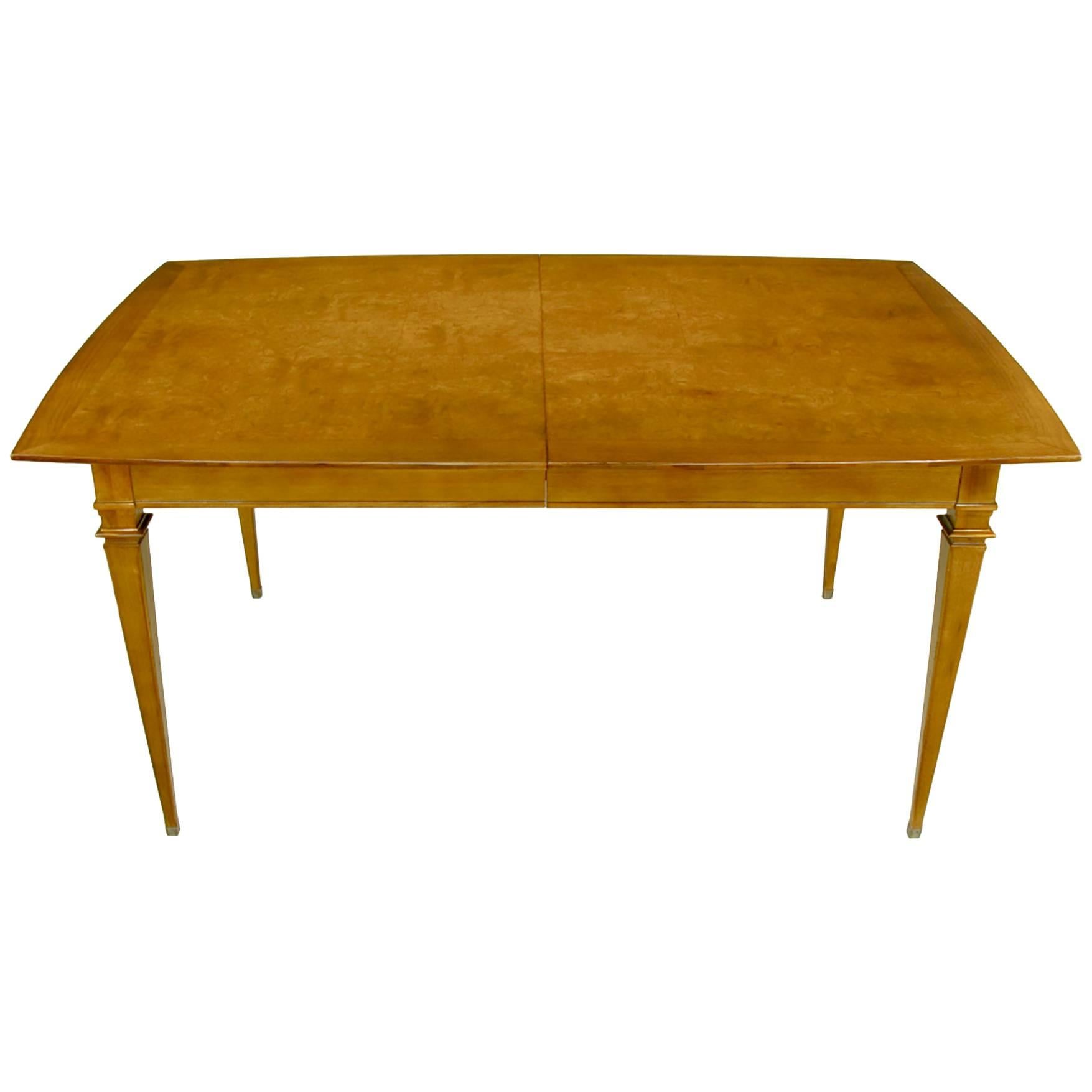 Empire Style Burled Walnut Parquetry Top Dining Table with Copper Accent For Sale