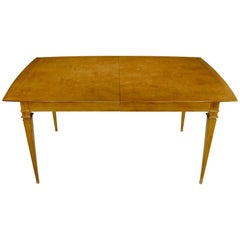 Empire Style Burled Walnut Parquetry Top Dining Table with Copper Accent