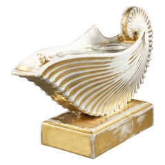Antique 19th Century Shell-Shaped, White Porcelain Inkwell