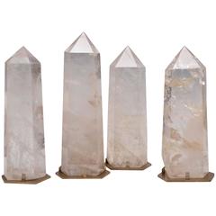 Group of Four Rock Crystal Quartz Obelisks 5