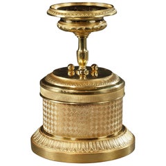 Late 19th Century Gilt Bronze Inkwell and Trinket Bowl