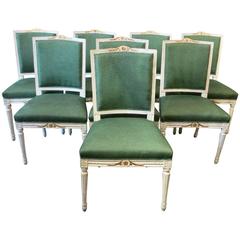 Suite of Eight Swedish Painted Chairs, circa 1800