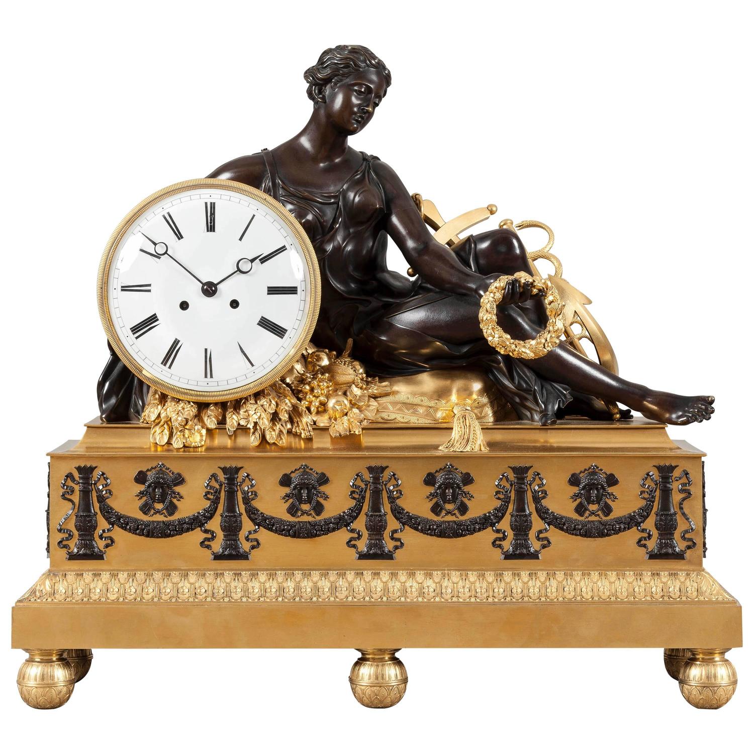 Large Antique French Mantle Clock For Sale at 1stdibs